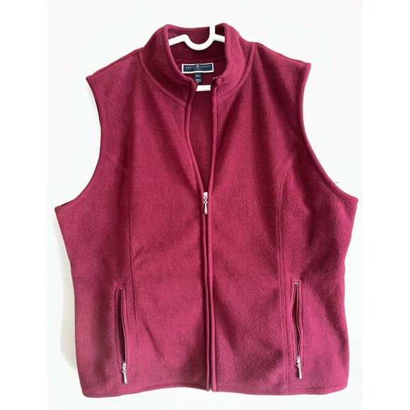 Karen Scott Sport Women's XXL Full Zip Fleece Vest Pockets Maroon Red - Picture 1 of 3